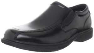 nunn bush men's bleeker street slip on loafer with kore slip resistant comfort technology, black, 12 wide us