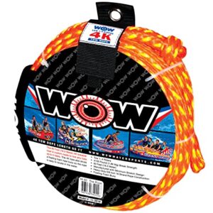 WOW Sports World of Watersports 4k 60 ft. Tow Rope with Floating Foam Buoy 1 2 3 or 4 Person Tow Rope for Boating, 11-3010