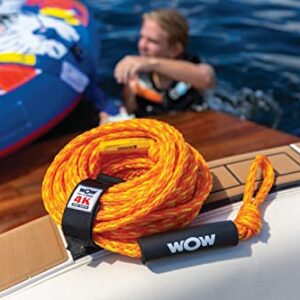 WOW Sports World of Watersports 4k 60 ft. Tow Rope with Floating Foam Buoy 1 2 3 or 4 Person Tow Rope for Boating, 11-3010