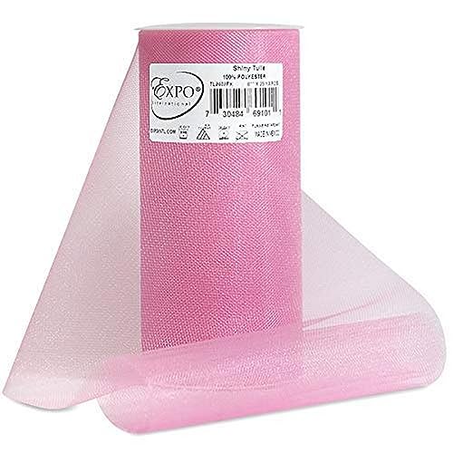 Expo Shiny Tulle Spool of 25-Yard, Pink