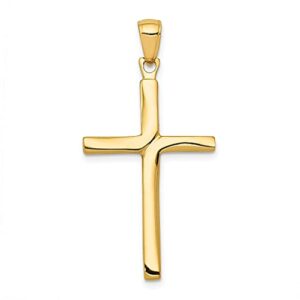 14k yellow gold finish accent stick cross religious pendant charm necklace latin fine jewelry for women gifts for her