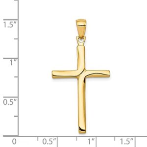 14k Yellow Gold Finish Accent Stick Cross Religious Pendant Charm Necklace Latin Fine Jewelry For Women Gifts For Her