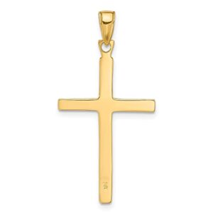 14k Yellow Gold Finish Accent Stick Cross Religious Pendant Charm Necklace Latin Fine Jewelry For Women Gifts For Her