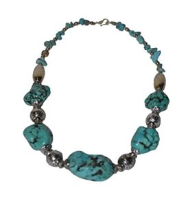 moroccan jewerly berber necklace stone turquoise with silver beads