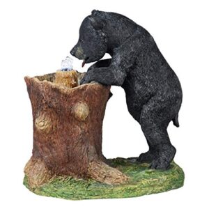 Design Toscano KY2093 LED Light-Guzzling Gulp Black Bear Garden Decor Fountain-Outdoor Water Feature, Multicolored