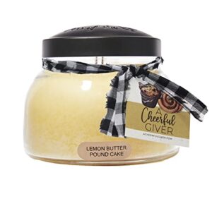 a cheerful giver — lemon butter pound cake - 22oz mama scented candle jar with lid - keepers of the light - 125 hours of burn time, gift for women, yellow