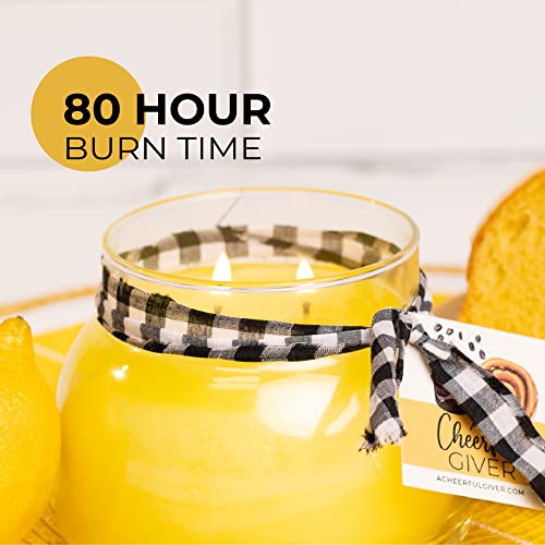 A Cheerful Giver — Lemon Butter Pound Cake - 22oz Mama Scented Candle Jar with Lid - Keepers of the Light - 125 Hours of Burn Time, Gift for Women, Yellow