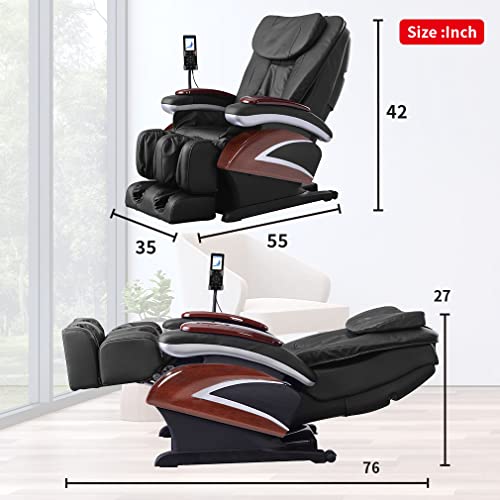 Full Body Electric Shiatsu Massage Chair Recliner with Built-in Heat Therapy Air Massage System Stretch Vibrating Body scan PS4,Black