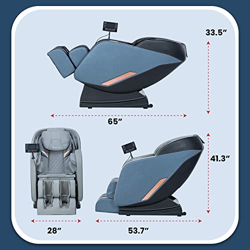 Massage Chair,Full Body Zero Gravity Recliner Chair with Smart Large Screen Bluetooth Speaker Wormwood Back and Calf Heating Therapy Foot Roller Air Massage System for Home Office,Black