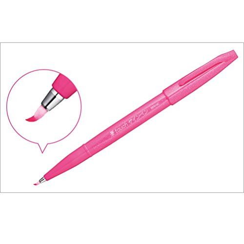 Pentel Fude Touch Sign Pen, Pink, Felt Pen Like Brush Stroke (SES15C-P)