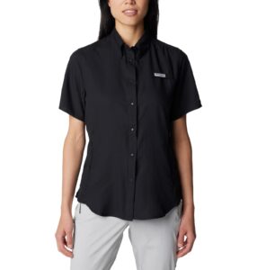 columbia women's pfg tamiami ii upf 40 short sleeve fishing shirt, black, medium