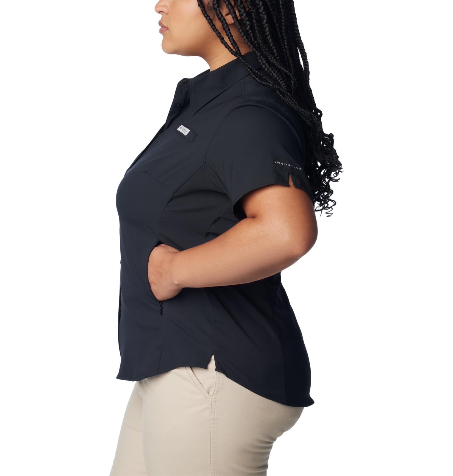 Columbia Women's PFG Tamiami II UPF 40 Short Sleeve Fishing Shirt, Black, Medium