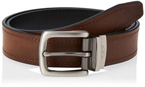fossil men's parker leather casual dress every day reversible belt, size 36, brown/black