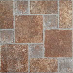 nexus self adhesive 12-inch vinyl floor tiles, 20 tiles - 12" x 12", brick pavers pattern - peel & stick, diy flooring for kitchen, dining room, bedrooms & bathrooms by achim home decor