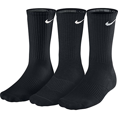 NIKE Performance Cushion Crew Training Socks (3 Pair), Black, Large