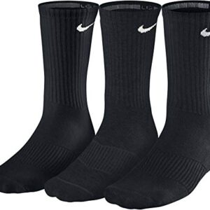 NIKE Performance Cushion Crew Training Socks (3 Pair), Black, Large
