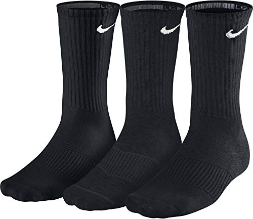 NIKE Performance Cushion Crew Training Socks (3 Pair), Black, Large