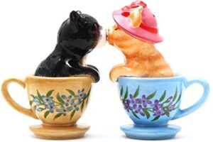 pacific giftware attractives salt and pepper shaker - tea cup kitten