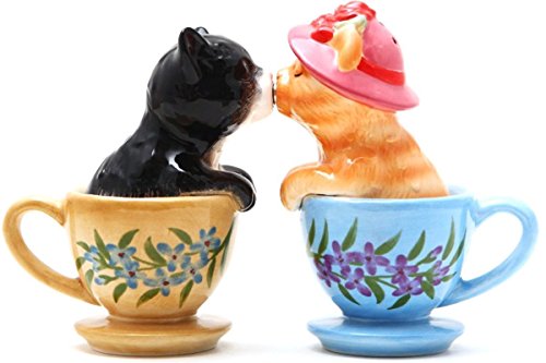 Pacific Giftware ATTRACTIVES Salt and Pepper Shaker - Tea Cup Kitten