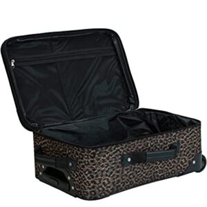 Rockland Vara Softside 3-Piece Upright Luggage Set, Expandable,Lightweight,Telescopic Handle,Wheel, Leopard, (20/22/28)