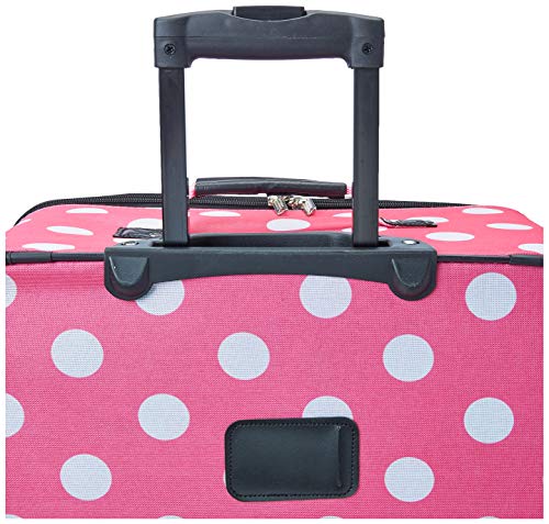 Rockland Vara Softside 3-Piece Upright Luggage Set, Expandable,Lightweight,Telescopic Handle,Wheel, Pink Dots, 20 inches,22 inches,28 inches