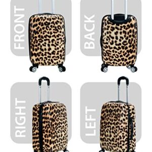 Rockland Safari Hardside Spinner Wheel Luggage, Leopard, Carry-On 20-Inch