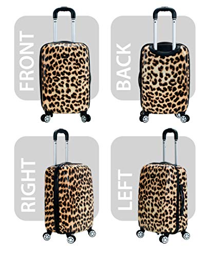 Rockland Safari Hardside Spinner Wheel Luggage, Leopard, Carry-On 20-Inch