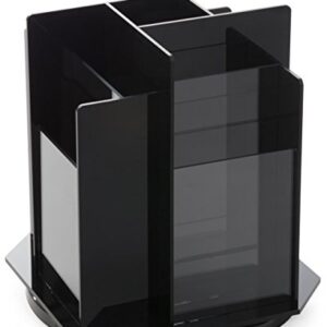 Rotating Literature Rack with (8) 4x9 Tiered Pockets, Countertop Brochure Holder - Black with Clear Plexiglas Front Panels