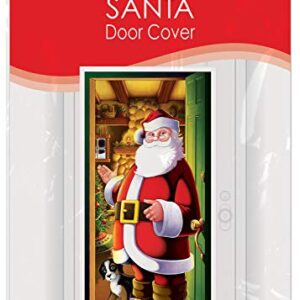 Beistle Santa Claus Door Cover, 5’ x 30” – Plastic for Indoor & Outdoor Use, St Nick Print – Easily Display – Christmas Party Decorations & Holiday Decor
