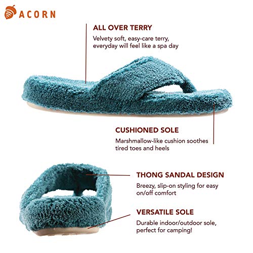 Acorn womens Spa Thong With Premium Memory Foam slippers, Grey, 8 9 US