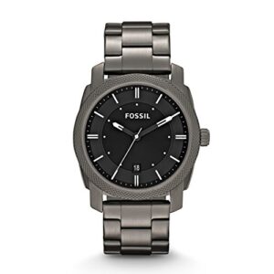 Fossil Men's Machine Quartz Stainless Steel Three-Hand Watch, Color: Smoke (Model: FS4774)