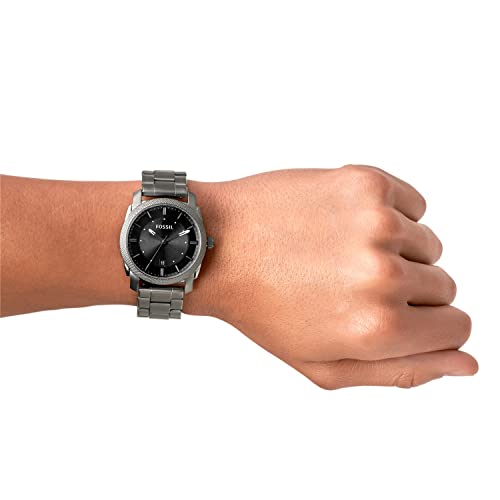 Fossil Men's Machine Quartz Stainless Steel Three-Hand Watch, Color: Smoke (Model: FS4774)