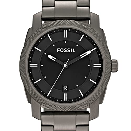 Fossil Men's Machine Quartz Stainless Steel Three-Hand Watch, Color: Smoke (Model: FS4774)