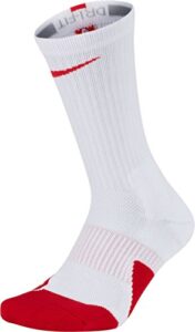nike elite crew basketball socks (medium, white/red)