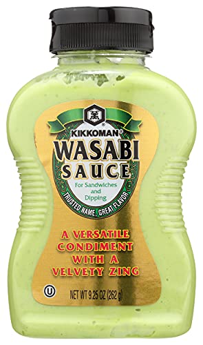 Kikkoman – Wasabi Sauce Great for Sandwiches & Dipping - All-Purpose Seasoning Spiciness Dishes Sushi, Sashimi – Sealed Packed Bottle - 9.25 oz (Pack of 1), Green