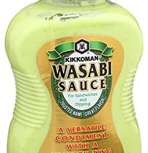 Kikkoman – Wasabi Sauce Great for Sandwiches & Dipping - All-Purpose Seasoning Spiciness Dishes Sushi, Sashimi – Sealed Packed Bottle - 9.25 oz (Pack of 1), Green