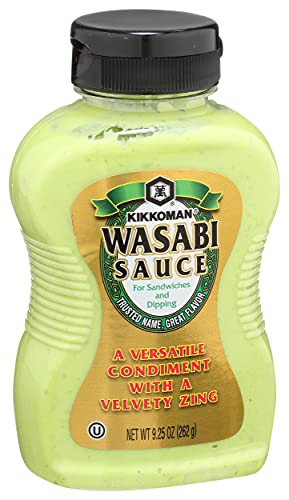 Kikkoman – Wasabi Sauce Great for Sandwiches & Dipping - All-Purpose Seasoning Spiciness Dishes Sushi, Sashimi – Sealed Packed Bottle - 9.25 oz (Pack of 1), Green