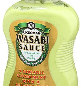 Kikkoman – Wasabi Sauce Great for Sandwiches & Dipping - All-Purpose Seasoning Spiciness Dishes Sushi, Sashimi – Sealed Packed Bottle - 9.25 oz (Pack of 1), Green