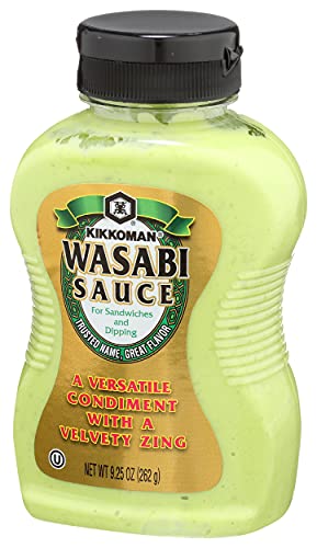 Kikkoman – Wasabi Sauce Great for Sandwiches & Dipping - All-Purpose Seasoning Spiciness Dishes Sushi, Sashimi – Sealed Packed Bottle - 9.25 oz (Pack of 1), Green