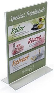 menu card holder 5”w x 7”h x 2”d clear acrylic vertical picture frame holds 5”w x 7”h images – sold in case packs of 20 units – plexiglas sign display advertises on tables and counters