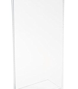 Sign Frame 4”w x 9”h x 2”d Clear Acrylic Vertical Picture Holder Accommodates 4”w x 9”h Images – Sold in Case Packs of 20 Units – Plexiglas Countertop Photo Display Load Images from The Bottom