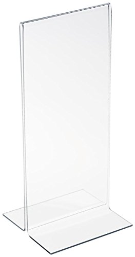 Sign Frame 4”w x 9”h x 2”d Clear Acrylic Vertical Picture Holder Accommodates 4”w x 9”h Images – Sold in Case Packs of 20 Units – Plexiglas Countertop Photo Display Load Images from The Bottom