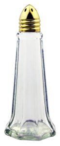 new star foodservice 22438 glass tower salt and pepper shaker with gold plated top, 1-ounce, set of 12