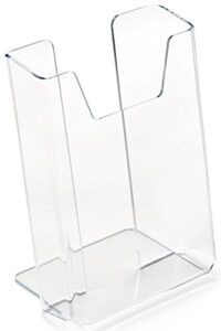 case of 20, brochure holders, clear acrylic countertop literature displays hold 4”w x 9”h pamphlets – plexiglas leaflet dispensers has an angled back
