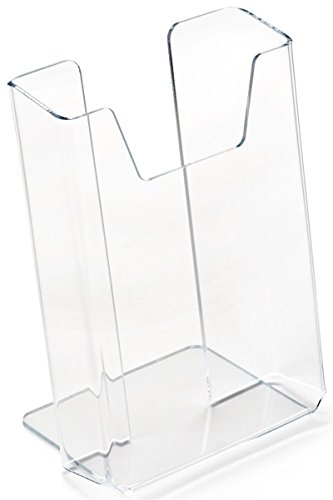 Case of 20, Brochure Holders, Clear Acrylic Countertop Literature Displays Hold 4”w x 9”h Pamphlets – Plexiglas Leaflet Dispensers Has an Angled Back