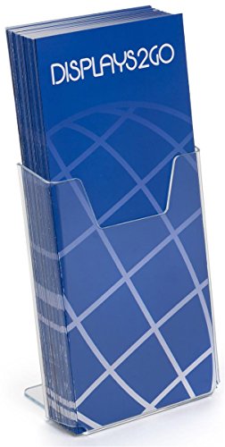 Case of 20, Brochure Holders, Clear Acrylic Countertop Literature Displays Hold 4”w x 9”h Pamphlets – Plexiglas Leaflet Dispensers Has an Angled Back