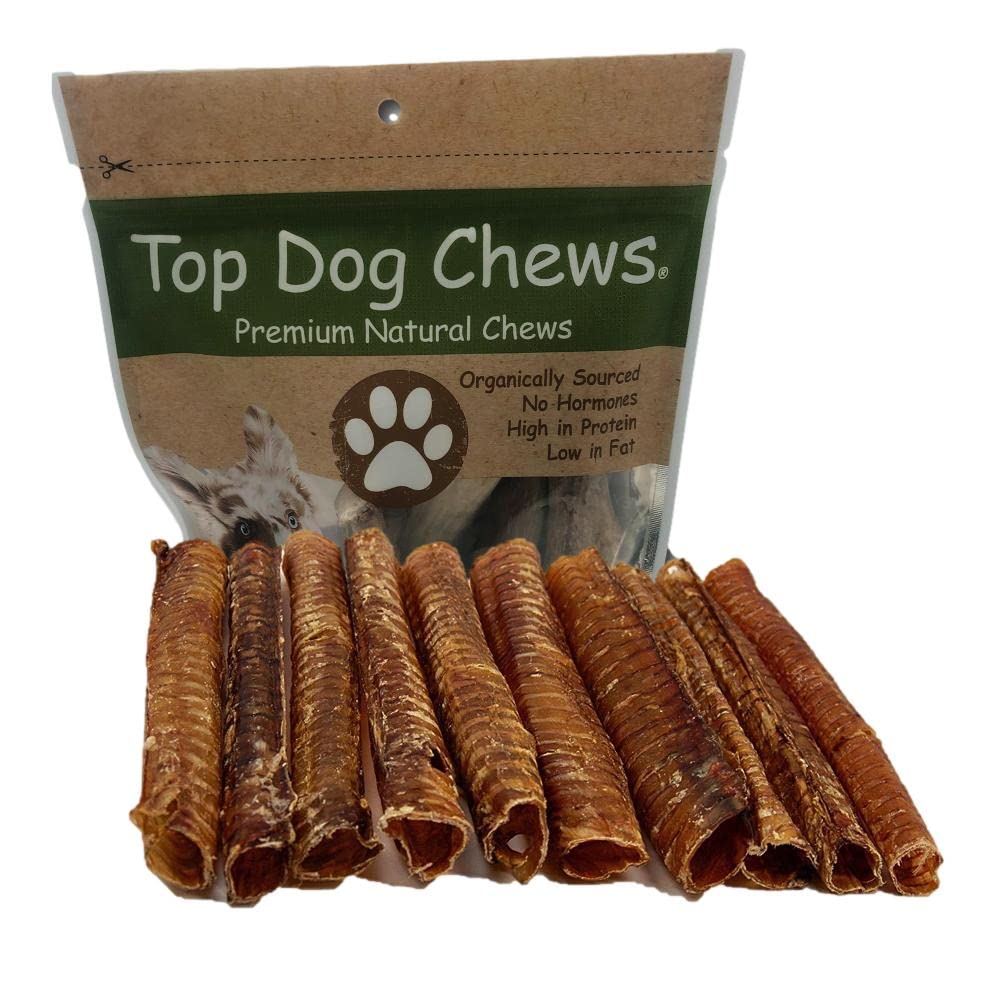 Top Dog Chews – 12” Beef Trachea Dog Chews 10 Pack, American, All Natural, Single Ingredient Dog Treat, Promotes Joint, Hip & Dental Health, High in Protein for Medium & Large Dogs