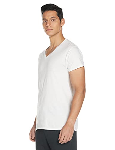 Hanes Ultimate Men's Tagless Ultra Soft V-Neck Tee-Multiple Packs Available, White-3 Pack, XX-Large