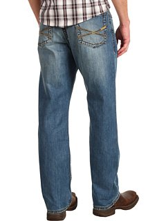 Stetson Men's 1520 Standard Straight Leg Fit Jean,Light Stone Wash with X Back Pocket Embroidery, 38x34