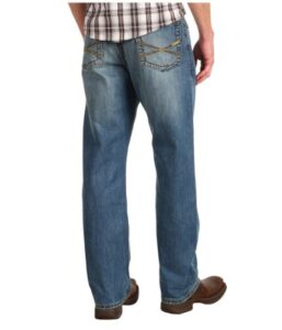 stetson men's 1520 standard straight leg fit jean,light stone wash with x back pocket embroidery, 38x34